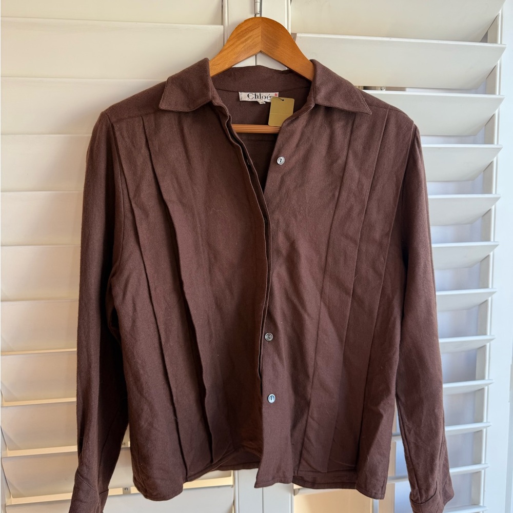 Chloe Brown button up top sz 40 (S)